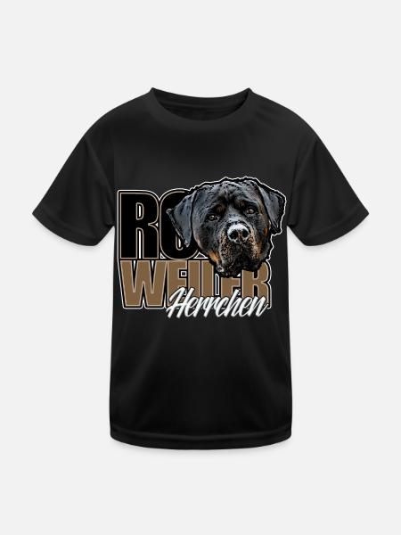 Rottie Herrchen - Kinder Funktions-T-Shirt - Schwarz - Vorne