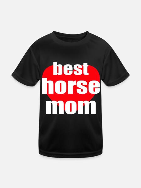 best horse mom - Kinder Funktions-T-Shirt - Schwarz - Vorne