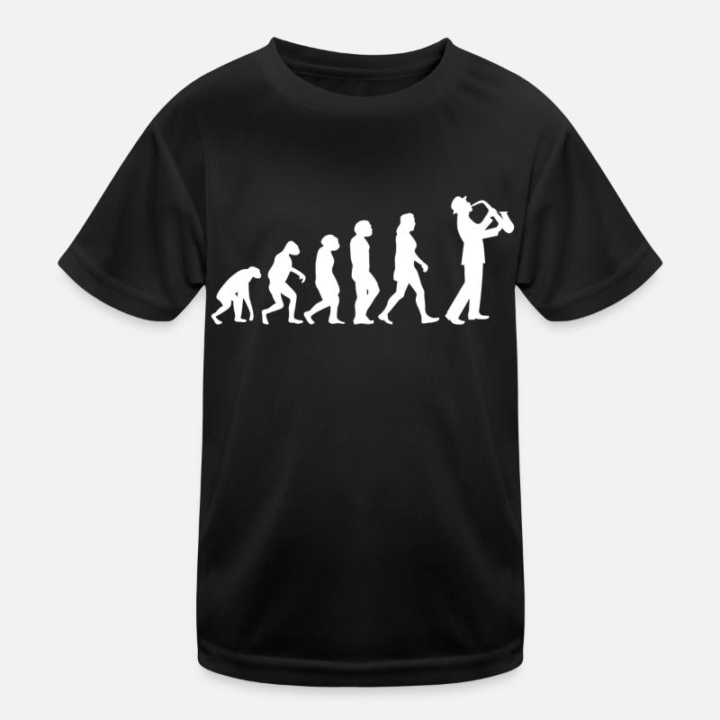 Saxophon Evolution - Kinder Funktions-T-Shirt - Schwarz