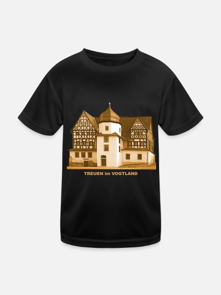 Treuen Schloss Vogtland Sachsen - Kinder Funktions-T-Shirt - Schwarz - Vorne
