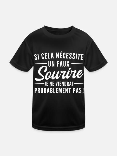 humour faux sourire - T-shirt sport Enfant - noir - Devant