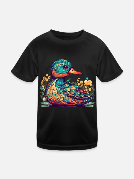 Ein schönes Entlein oder ist es doch ein Erpel? - Kinder Funktions-T-Shirt - Schwarz - Vorne