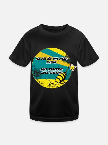 Ich bin wie eine Biene:Fleißig, aber auch stechend - Kinder Funktions-T-Shirt - Schwarz - Vorne