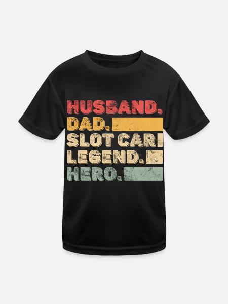 Husband Dad Slot car legend Hero - Kids Functional T-Shirt - black - Front