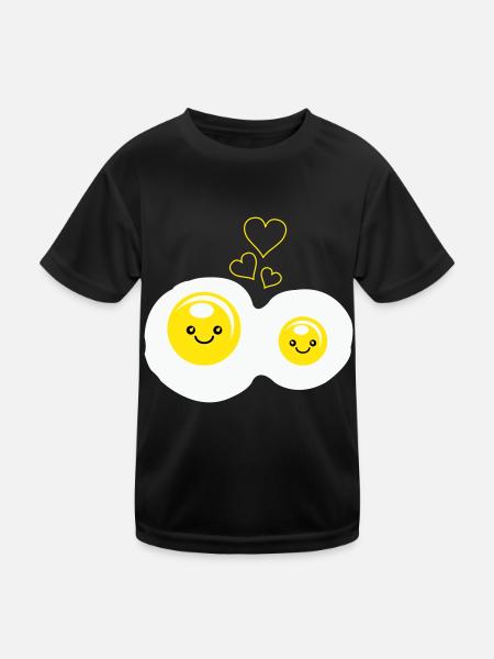 Fried Eggs Love - Kids Functional T-Shirt - black - Front