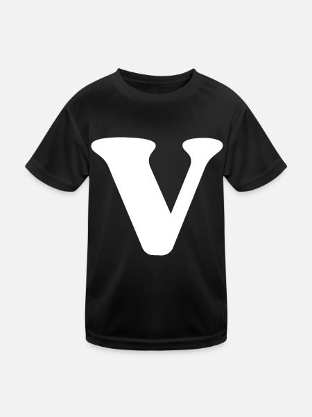 Letter v - Kids Functional T-Shirt - black - Front