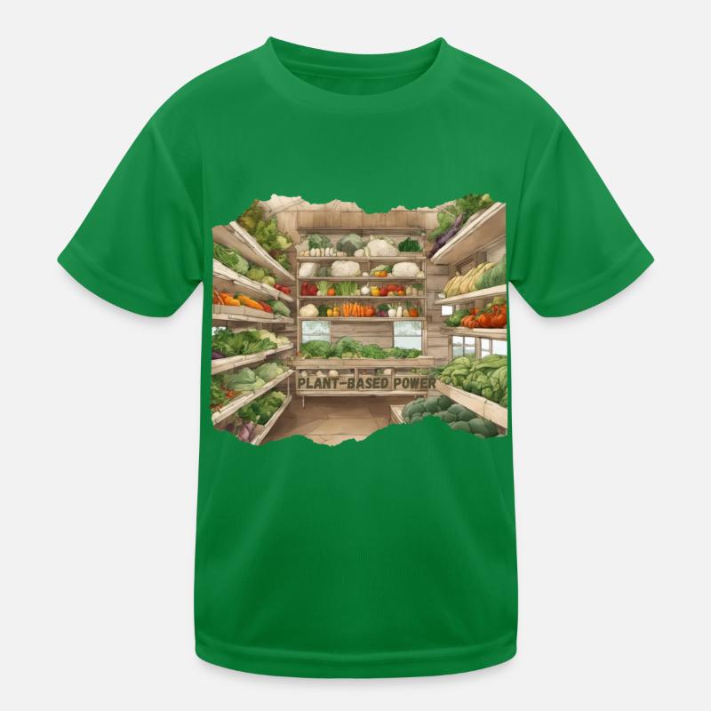 Vegetables stand anime style plant based power Kids Functional T-Shirt