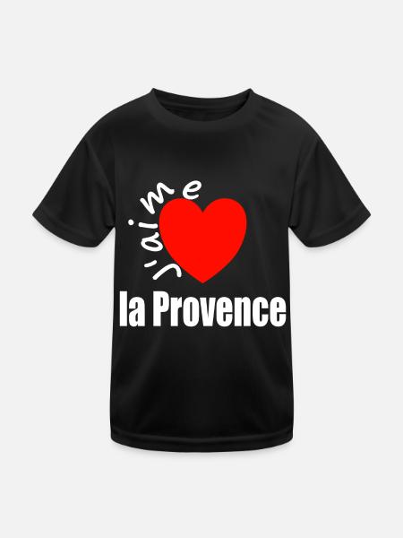 J'aime la Provence (ich liebe die Provence) - Kinder Funktions-T-Shirt - Schwarz - Vorne