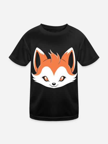 Kitsune Japanese Little Fox Humor - Kids Functional T-Shirt - black - Front