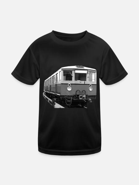 S-Bahn Berlin Railcar Railway Oldtimer - Kids Functional T-Shirt - black - Front
