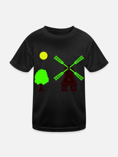 Windmill Tree - Kids Functional T-Shirt - black - Front
