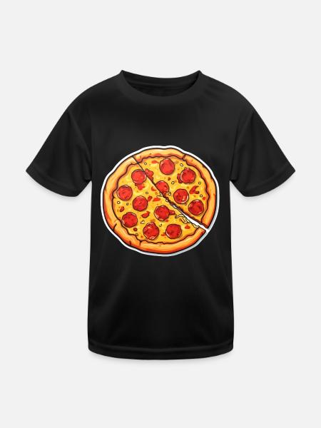 Pizza Salami - Kinder Funktions-T-Shirt - Schwarz - Vorne