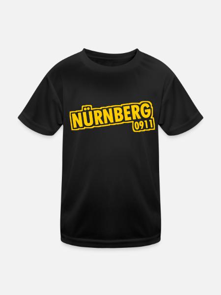 Nürnberg - 0911 - Vorwahl - Bayern - Kinder Funktions-T-Shirt - Schwarz - Vorne