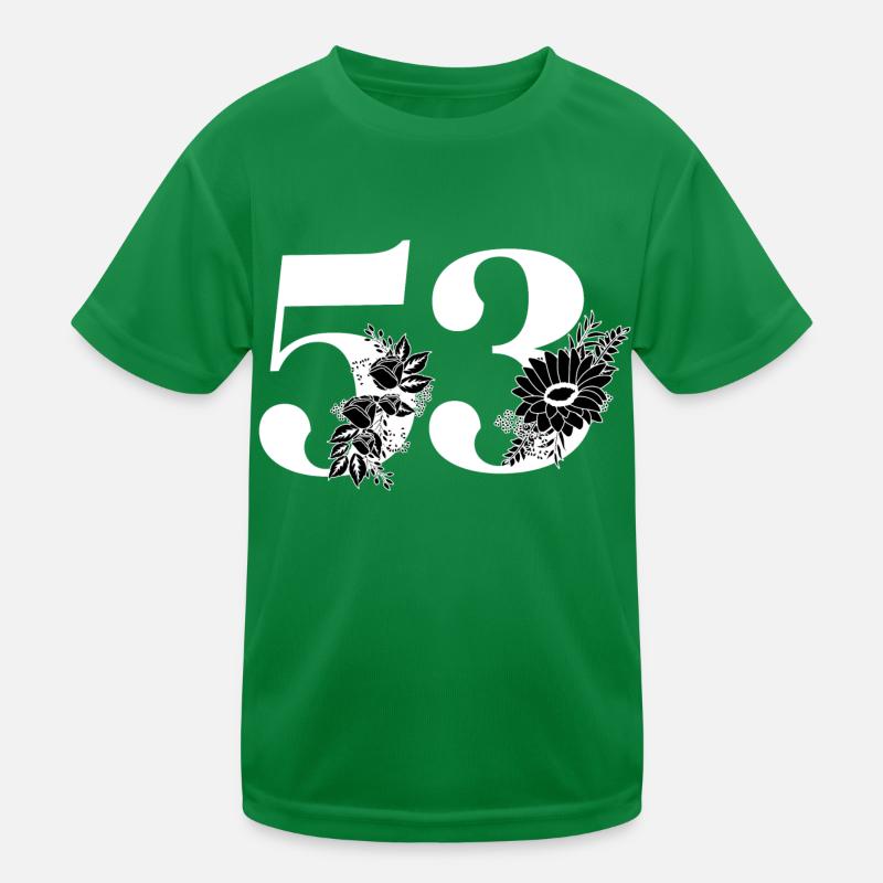 Nummer 53 Schwarze Blumen - 53. Blumengeburtstag Kinder Funktions-T-Shirt
