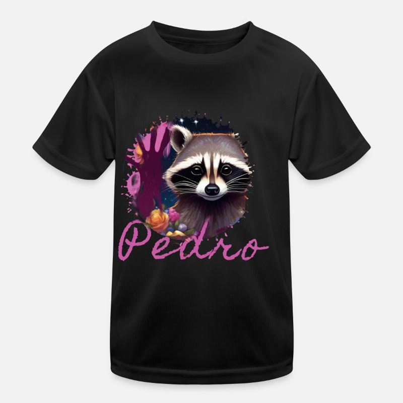 waschbär,graffiti,grau, Aquarell,Blumen,Pedro Kinder Funktions-T-Shirt