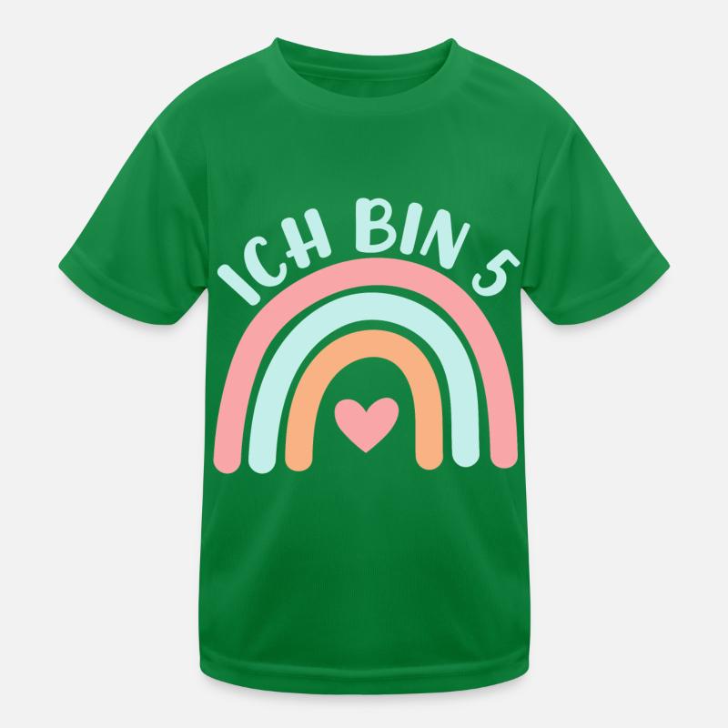 Ich bin 5 niedliche Regenbogen Design Junge Mädche Kids Functional T-Shirt