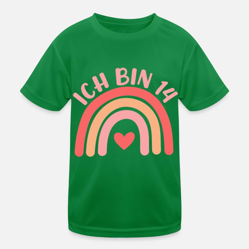 Ich bin 14 niedliche Regenbogen Design Junge Mädch Kids Functional T-Shirt