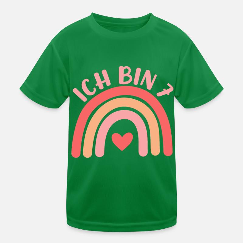 Ich bin 7 niedliche Regenbogen Design Junge Mädche Kids Functional T-Shirt