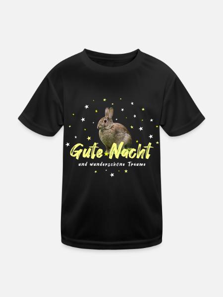 Sleeping shirt with bunnies - Kids Functional T-Shirt - black - Front