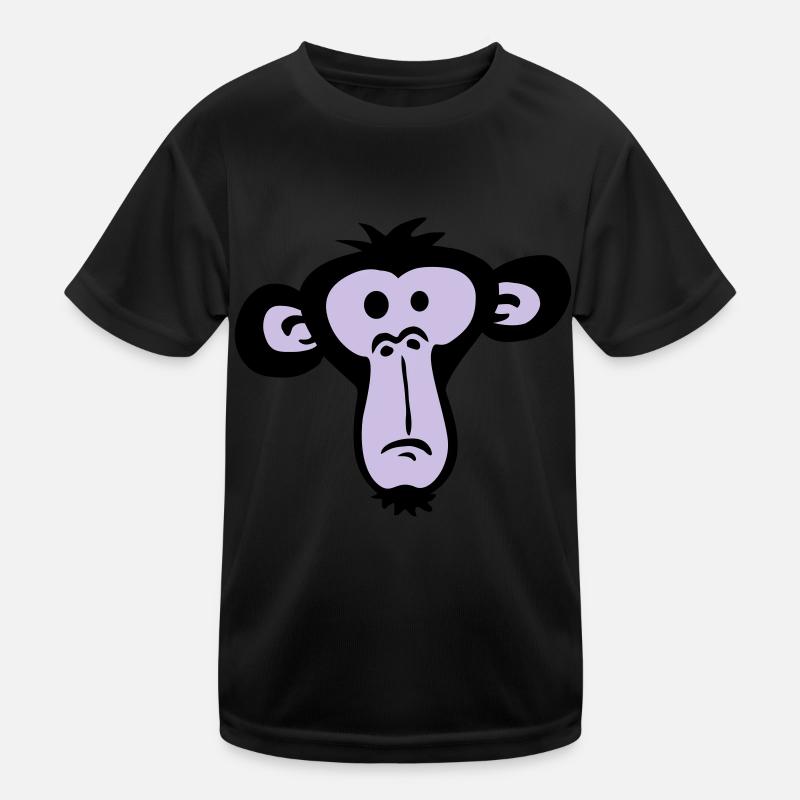 Sad Confused Monkey Head Boredom Face - Kids Functional T-Shirt - black