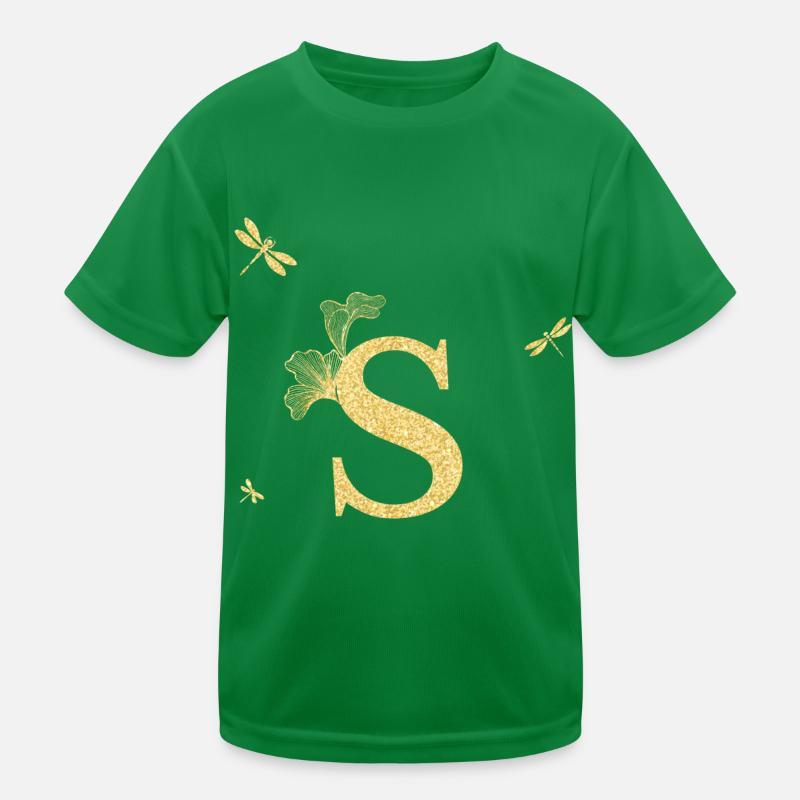 Lettre s paillettes doré libellule - idée cadeau T-shirt sport Enfant