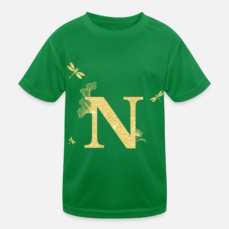 Letter n Golden Glitter Dragonfly - Gift Idea Kids Functional T-Shirt