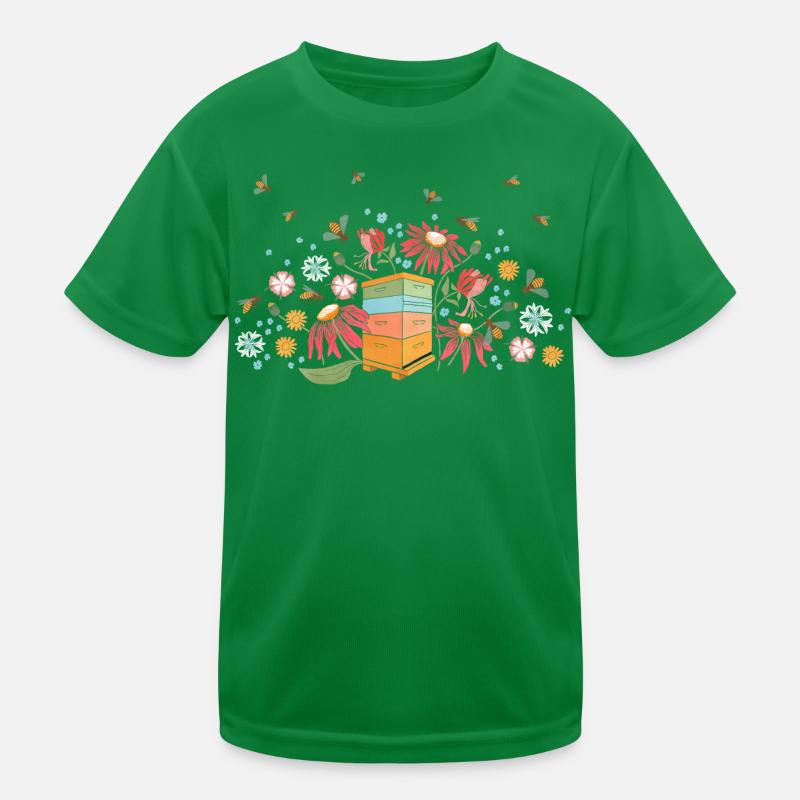 Beehive with wild flowers Kids Functional T-Shirt