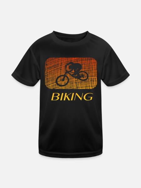 Biking biken - Kinder Funktions-T-Shirt - Schwarz - Vorne
