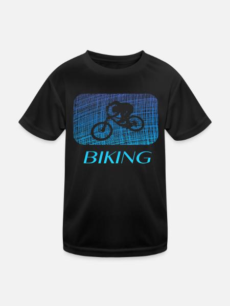 biken - Kinder Funktions-T-Shirt - Schwarz - Vorne