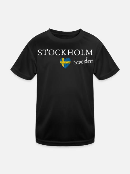 Ich liebe Stockholm, Schweden - Kinder Funktions-T-Shirt - Schwarz - Vorne