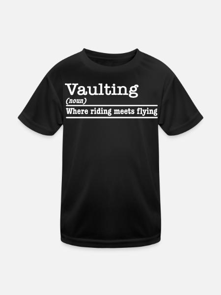 Vaulting Where Riding Meets Flying Voltigieren - Kinder Funktions-T-Shirt - Schwarz - Vorne