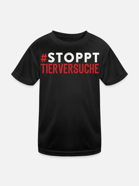 Tierversuch STOPPT TIERVERSUCHE Lustigse - Kinder Funktions-T-Shirt - Schwarz - Vorne