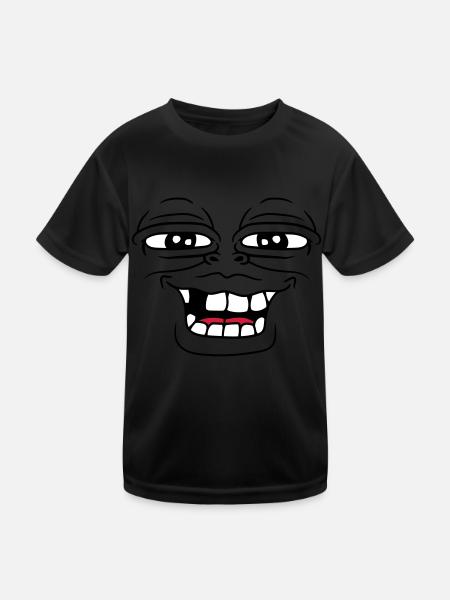 frosch monster gesicht lustig haesslich grinsen za - Kinder Funktions-T-Shirt - Schwarz - Vorne