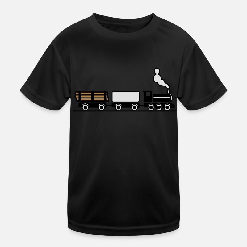 dampflok railroad toy freight train - Kids Functional T-Shirt - black