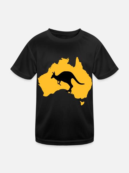 Australien - Kinder Funktions-T-Shirt - Schwarz - Vorne