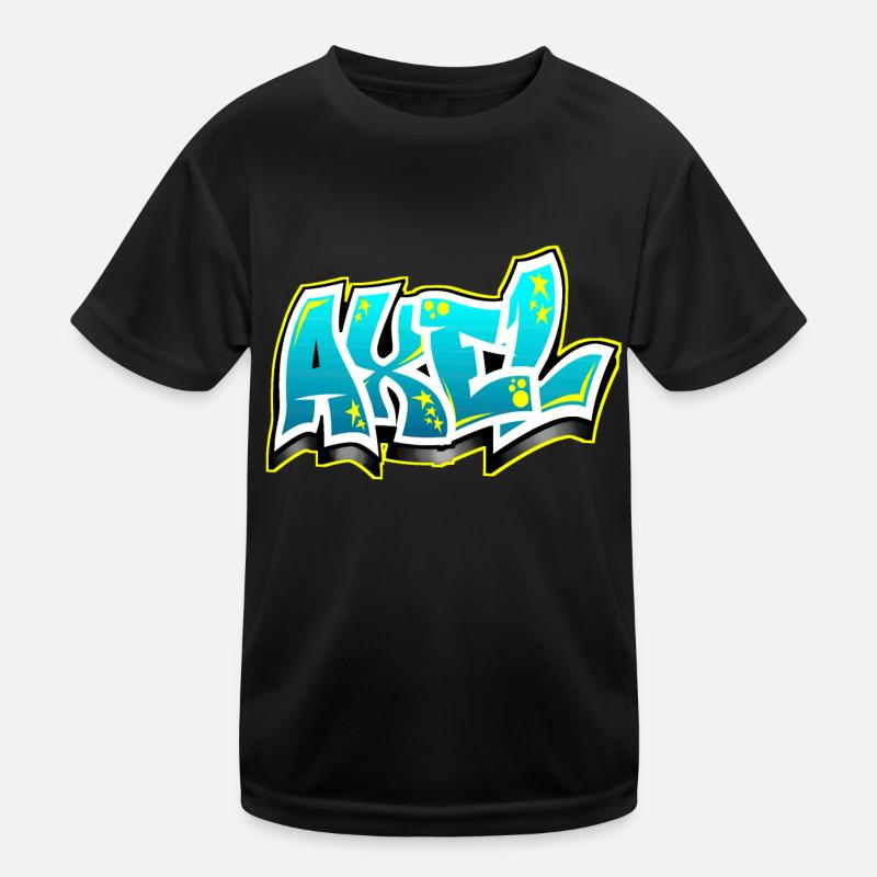 Graffiti Name Axel - Kids Functional T-Shirt - black
