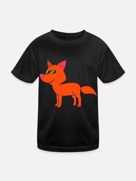 cool fox - Kids Functional T-Shirt - black - Front