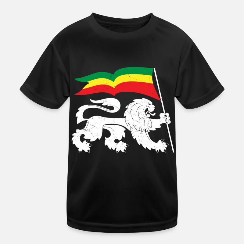 Flagge Silhouette Reggaeton Rasta Reggae Löwe Kinder Funktions-T-Shirt