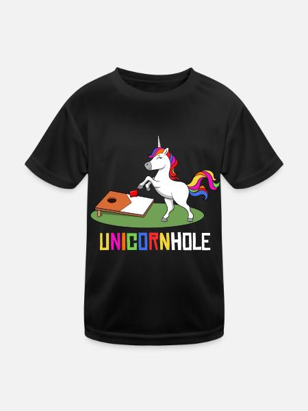 Unicornhole Youth Cornhole Unicorn Women Girl - Kinder Funktions-T-Shirt - Schwarz - Vorne