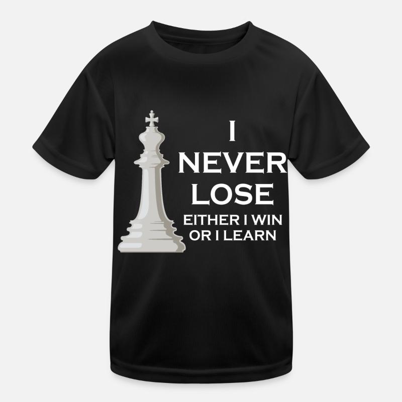 Ich verliere nie, ich gewinne oder ich lerne Schach Kinder Funktions-T-Shirt