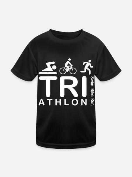 Triathlon Swim Bike Run - Kids Functional T-Shirt - black - Front