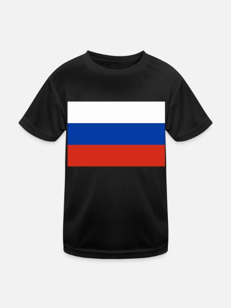 Russische Flagge - Kinder Funktions-T-Shirt - Schwarz - Vorne