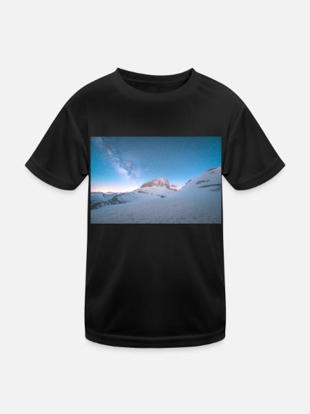 Die Milchstraßengalaxie über dem Olymp in Griechenland - Kinder Funktions-T-Shirt - Schwarz - Vorne