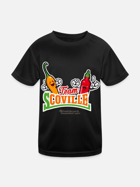 Chili Fan Design Chilischote Sauce Team Scoville - Kinder Funktions-T-Shirt - Schwarz - Vorne