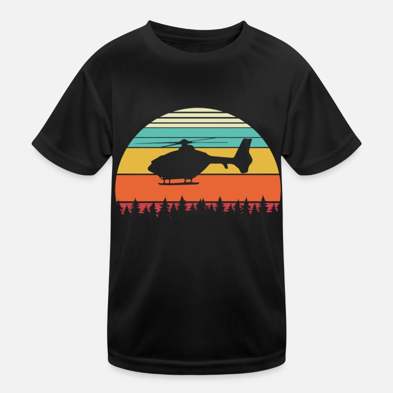 Helikopter Hubschrauber Retro Pilot Kinder Funktions-T-Shirt