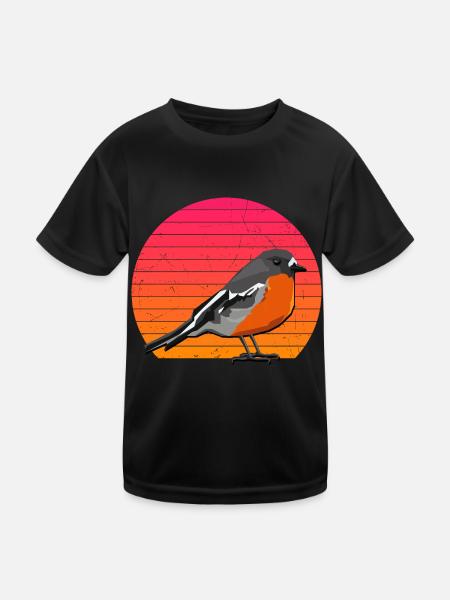 Rotkehlchen Vogelfreund Vogelfan Vintage Natur Lie - Kinder Funktions-T-Shirt - Schwarz - Vorne
