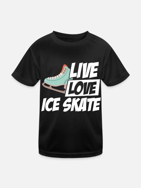 Live Love Ice Skate Ice Skating Figure Skating Win - Kinder Funktions-T-Shirt - Schwarz - Vorne