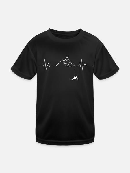 Ecg Heartbeat Graphic Bouldering Mountaineering Bo - Kinder Funktions-T-Shirt - Schwarz - Vorne