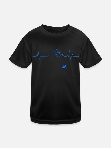 Ecg Heartbeat Graphic Bouldering Mountaineering Bo - Kinder Funktions-T-Shirt - Schwarz - Vorne