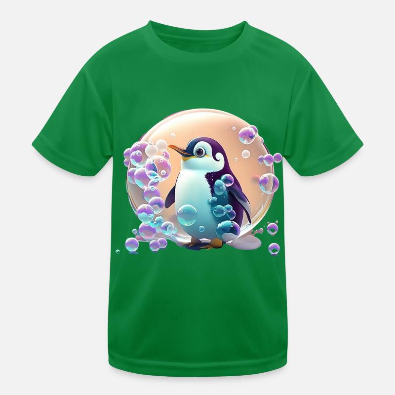 Super süßer Pinguin spielt mit Seifenblasen Kinder Funktions-T-Shirt